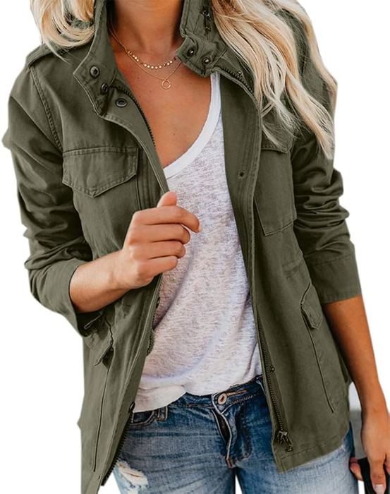 Olive military field jacket